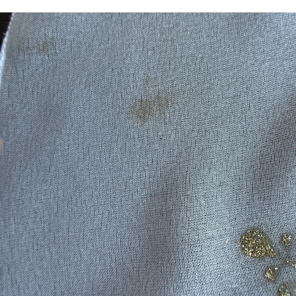 Vintage White Sheer Snowflake Scarf Gold Glitter Winter Holiday Oblong Wrap